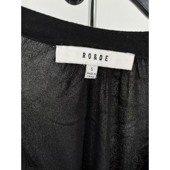 RO&DE Ladies Embroidered Tunic Size Small Black Long Sleeve Tie Neck - Picture 2 of 10